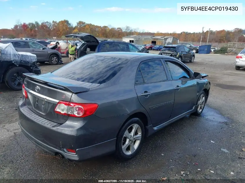 5YFBU4EE4CP019430 2012 Toyota Corolla S