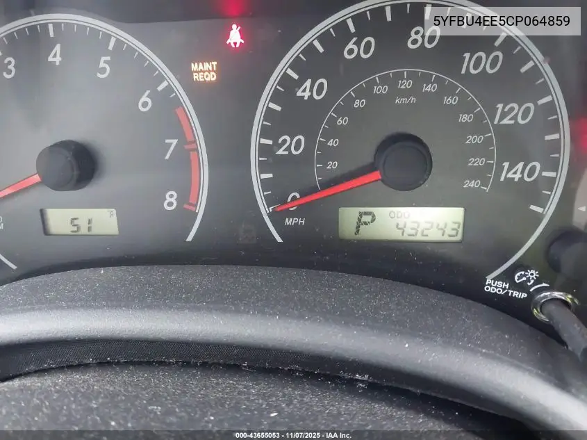 5YFBU4EE5CP064859 2012 Toyota Corolla L