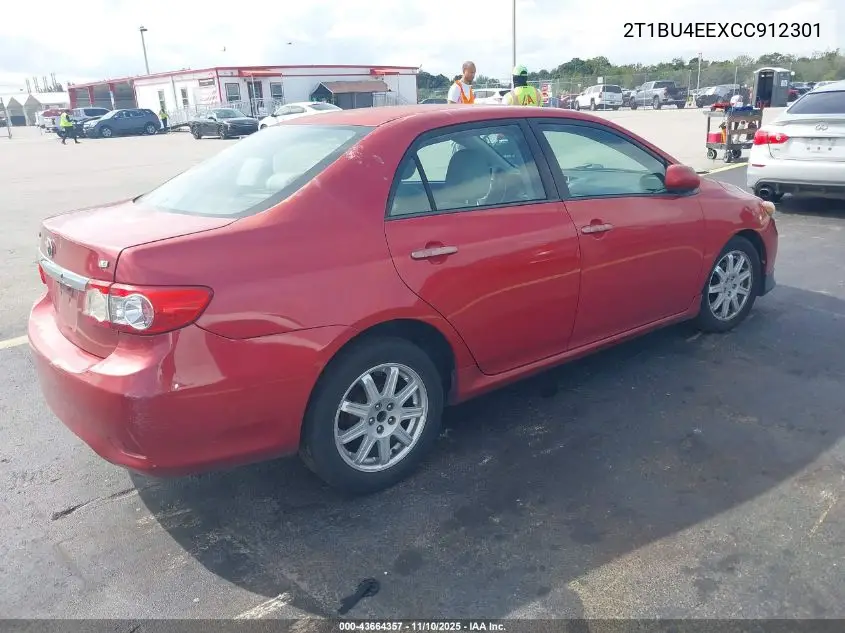 2T1BU4EEXCC912301 2012 Toyota Corolla Le
