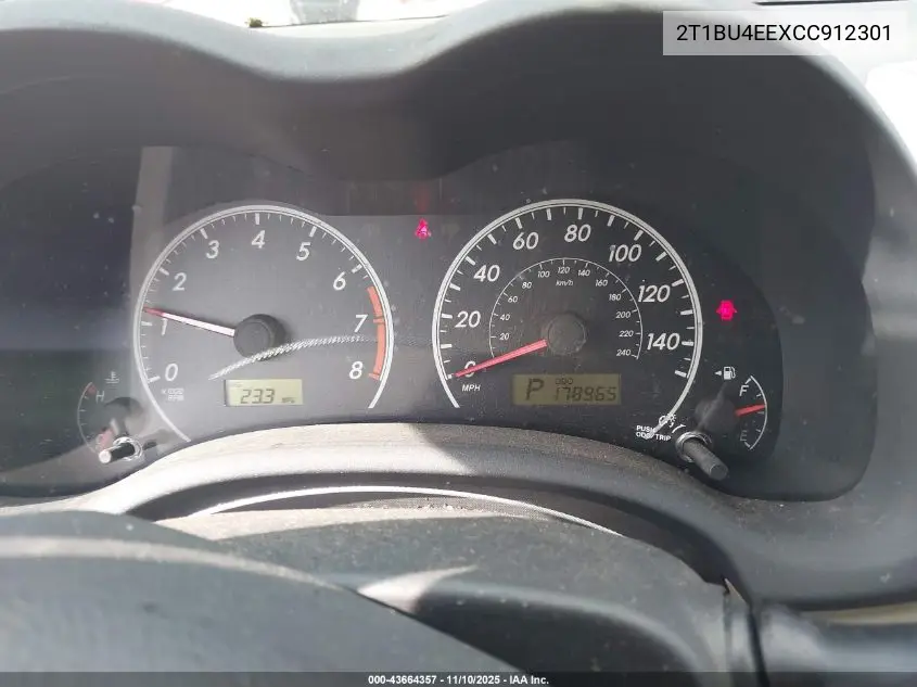 2T1BU4EEXCC912301 2012 Toyota Corolla Le