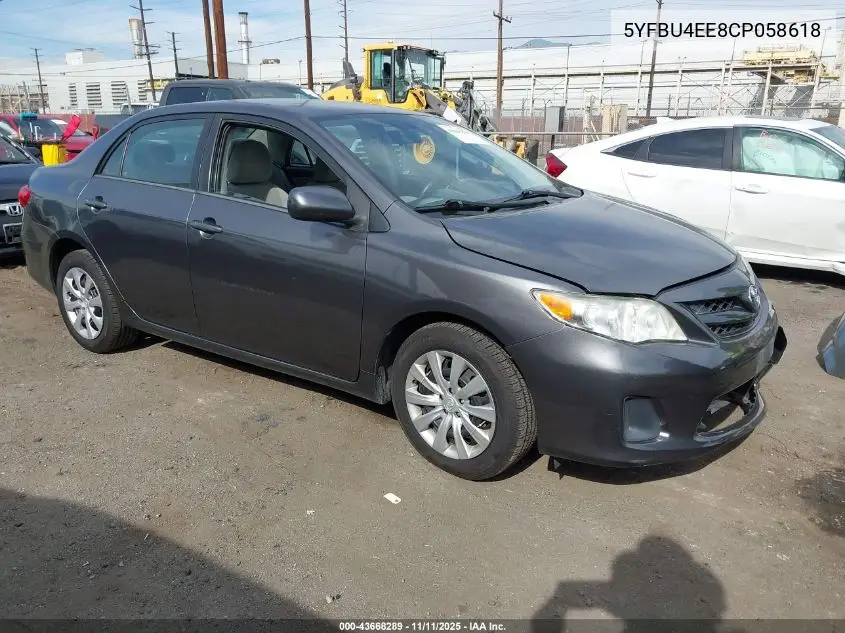 5YFBU4EE8CP058618 2012 Toyota Corolla Le