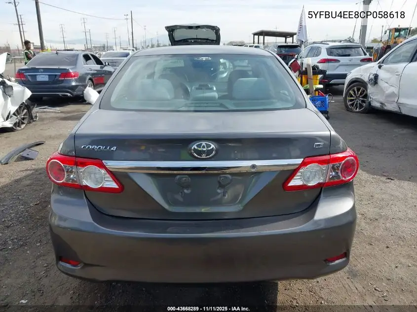 5YFBU4EE8CP058618 2012 Toyota Corolla Le