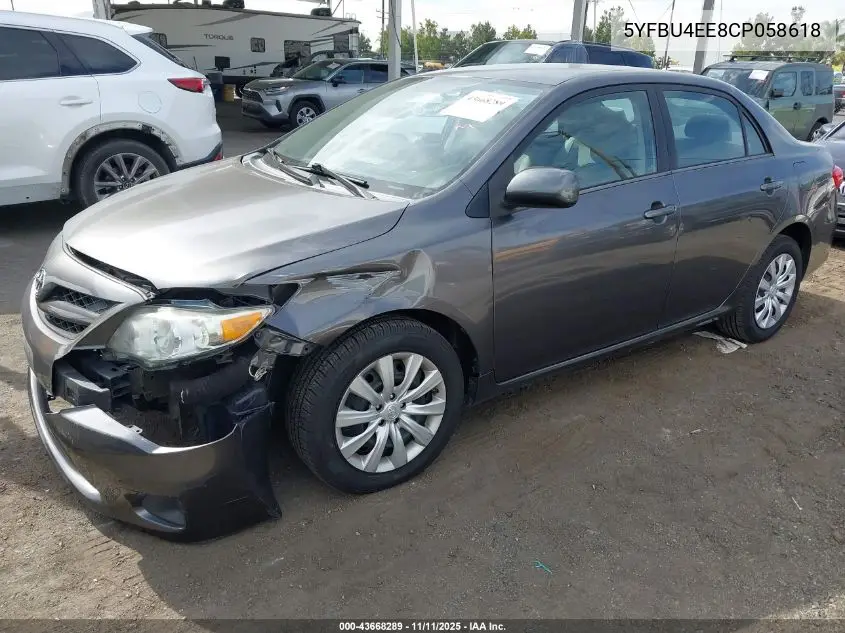 5YFBU4EE8CP058618 2012 Toyota Corolla Le
