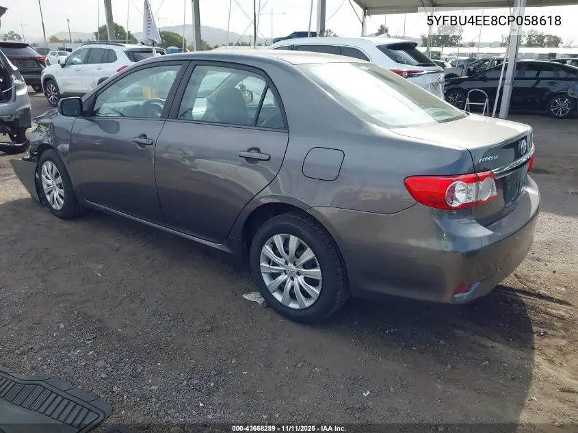 5YFBU4EE8CP058618 2012 Toyota Corolla Le