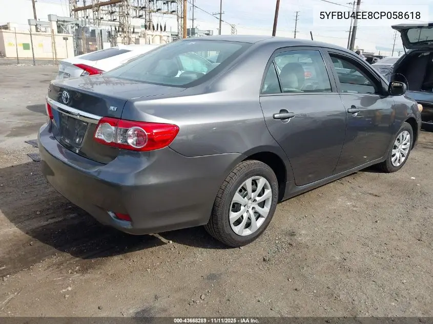 5YFBU4EE8CP058618 2012 Toyota Corolla Le