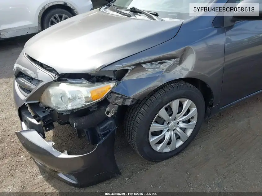 5YFBU4EE8CP058618 2012 Toyota Corolla Le