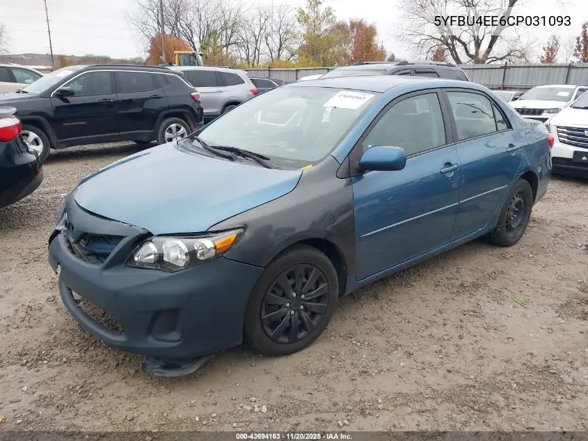 5YFBU4EE6CP031093 2012 Toyota Corolla Le
