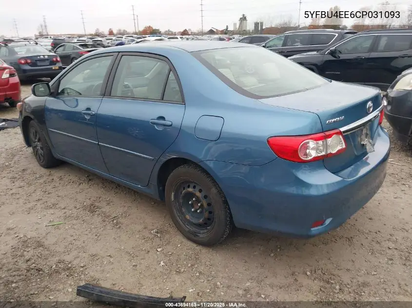 5YFBU4EE6CP031093 2012 Toyota Corolla Le