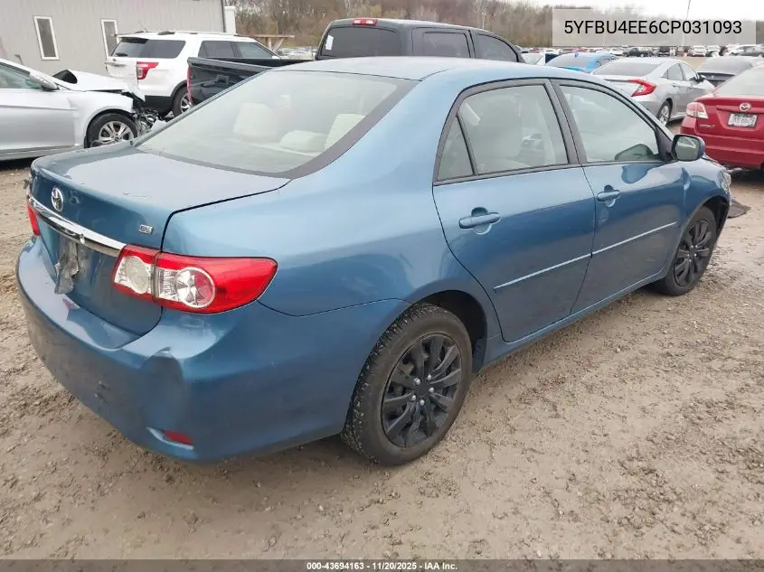5YFBU4EE6CP031093 2012 Toyota Corolla Le