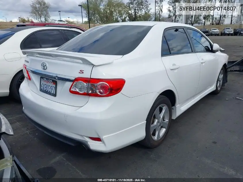5YFBU4EE0CP014807 2012 Toyota Corolla S
