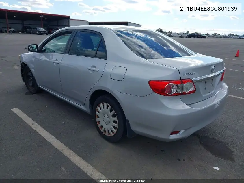 2T1BU4EE8CC801939 2012 Toyota Corolla Le