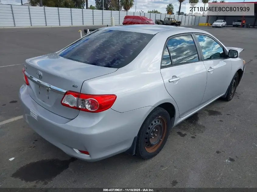 2T1BU4EE8CC801939 2012 Toyota Corolla Le