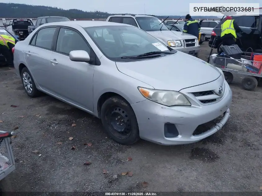 5YFBU4EE0CP033681 2012 Toyota Corolla Le