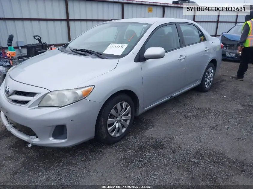 5YFBU4EE0CP033681 2012 Toyota Corolla Le