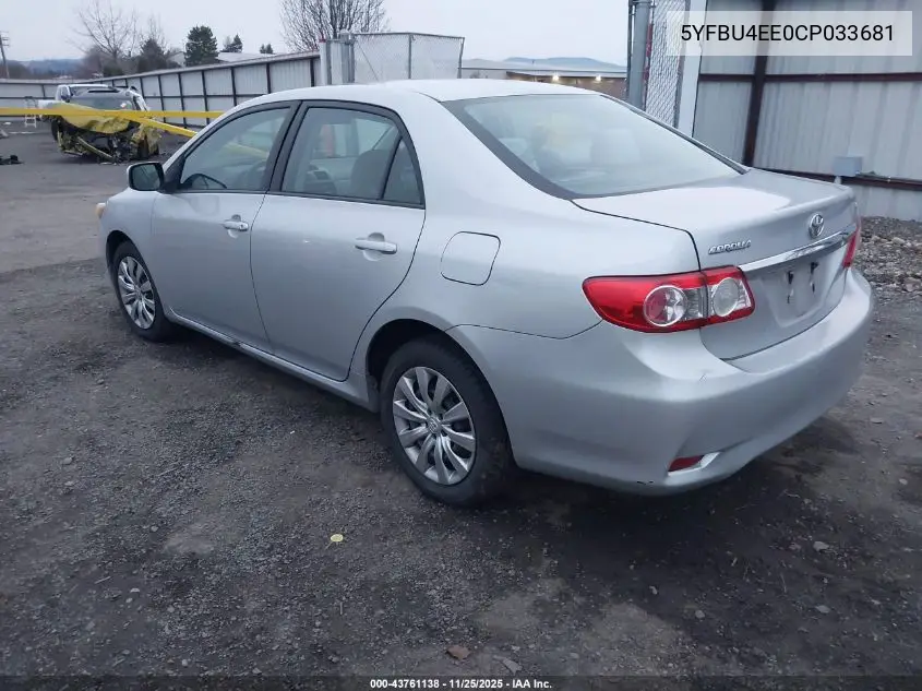 5YFBU4EE0CP033681 2012 Toyota Corolla Le