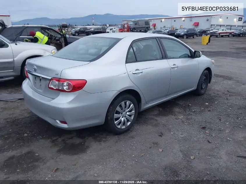 5YFBU4EE0CP033681 2012 Toyota Corolla Le