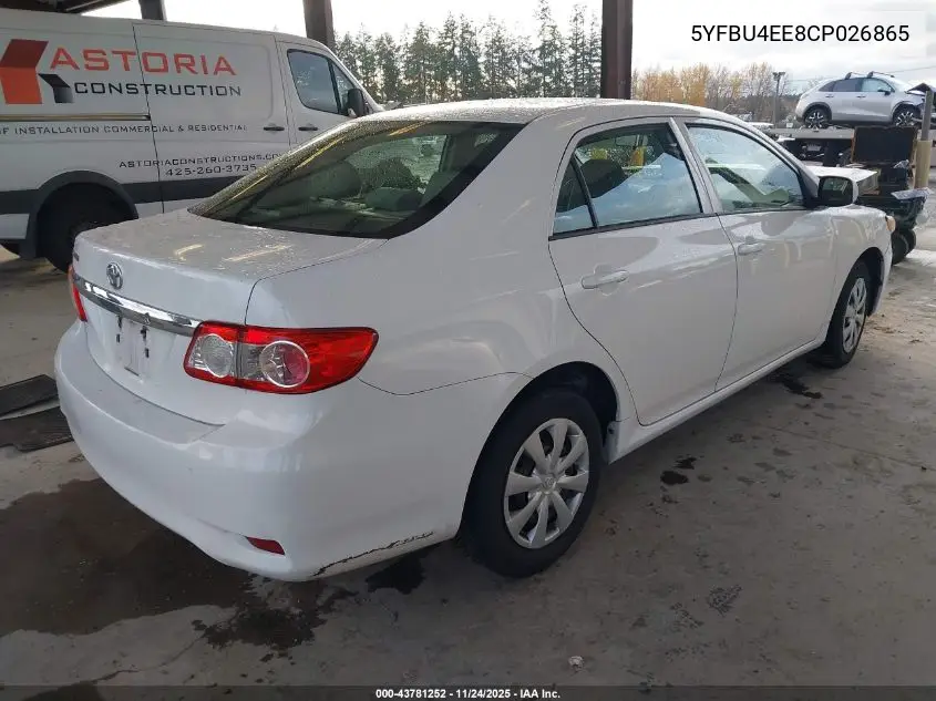 5YFBU4EE8CP026865 2012 Toyota Corolla L