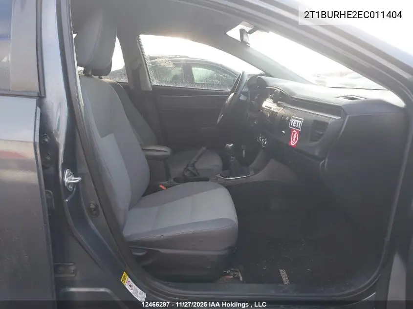 2T1BURHE2EC011404 2014 Toyota Corolla L/Le/Le Pls/Prm/S/S Pls