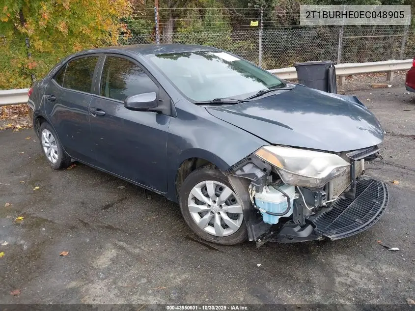 2T1BURHE0EC048905 2014 Toyota Corolla Le