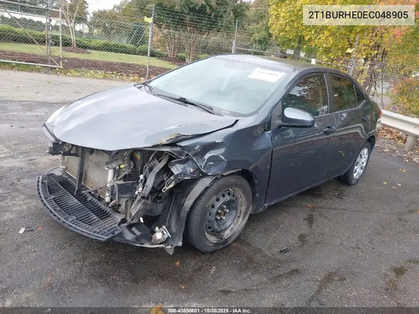 2T1BURHE0EC048905 2014 Toyota Corolla Le