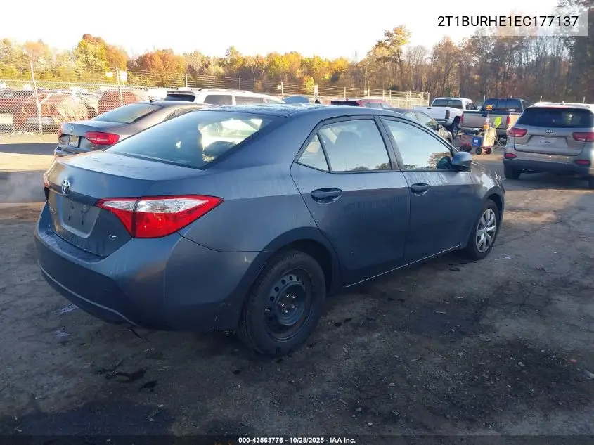 2T1BURHE1EC177137 2014 Toyota Corolla Le