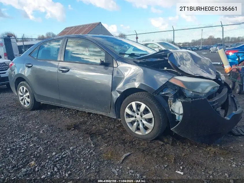 2T1BURHE0EC136661 2014 Toyota Corolla Le