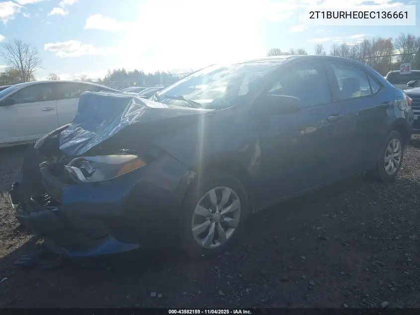 2T1BURHE0EC136661 2014 Toyota Corolla Le
