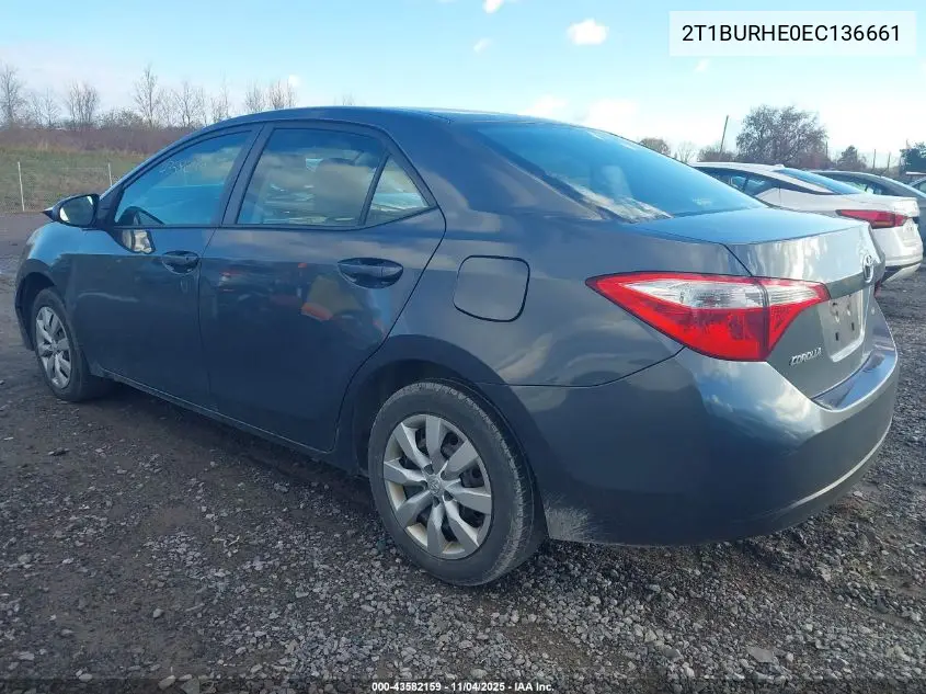 2T1BURHE0EC136661 2014 Toyota Corolla Le