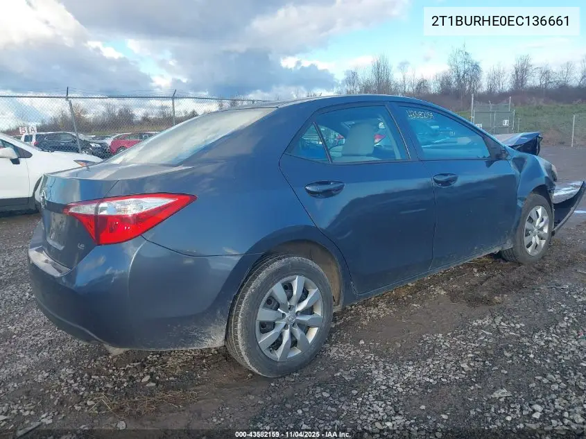 2T1BURHE0EC136661 2014 Toyota Corolla Le