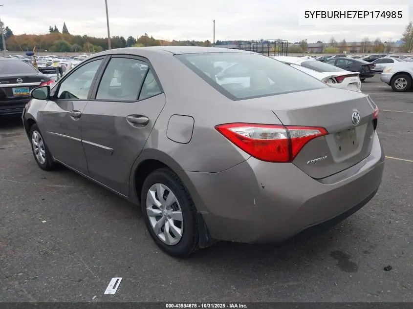 5YFBURHE7EP174985 2014 Toyota Corolla Le