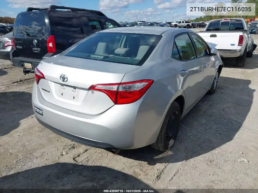 2T1BURHE7EC116035 2014 Toyota Corolla L