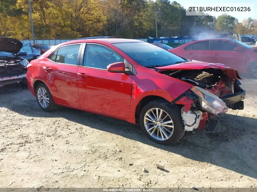 2T1BURHEXEC016236 2014 Toyota Corolla Le Plus