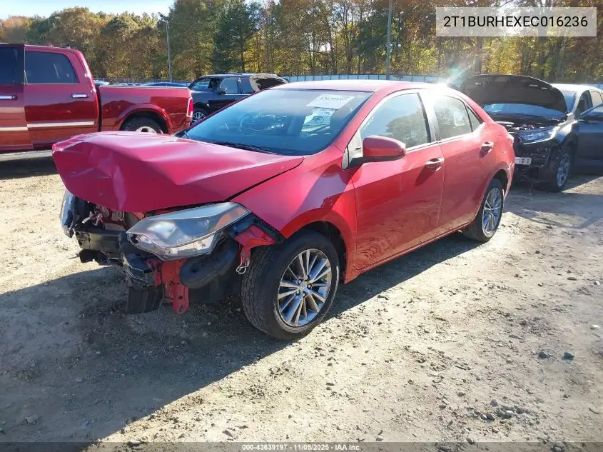 2T1BURHEXEC016236 2014 Toyota Corolla Le Plus