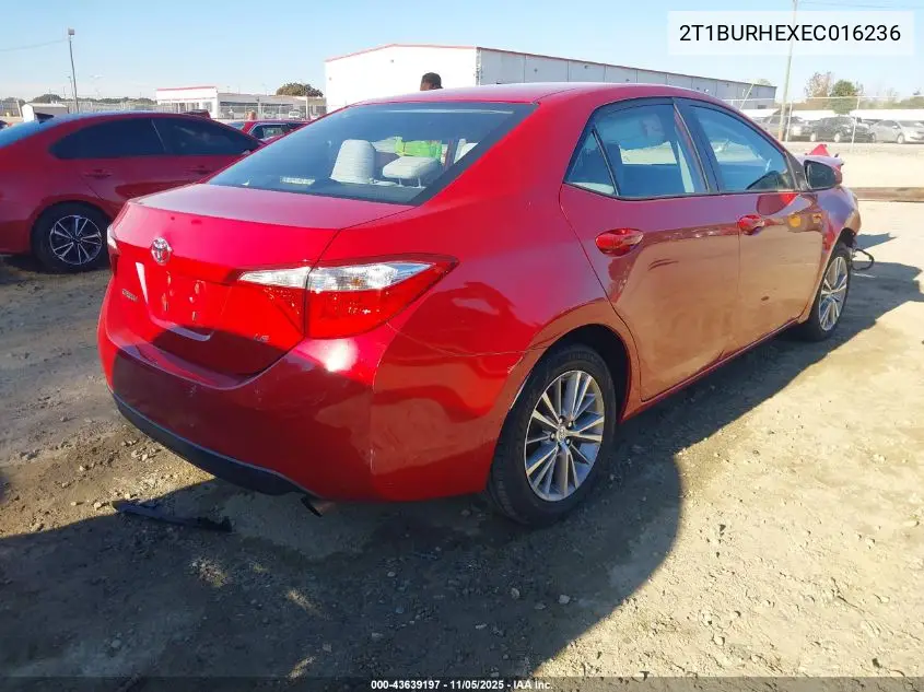 2T1BURHEXEC016236 2014 Toyota Corolla Le Plus