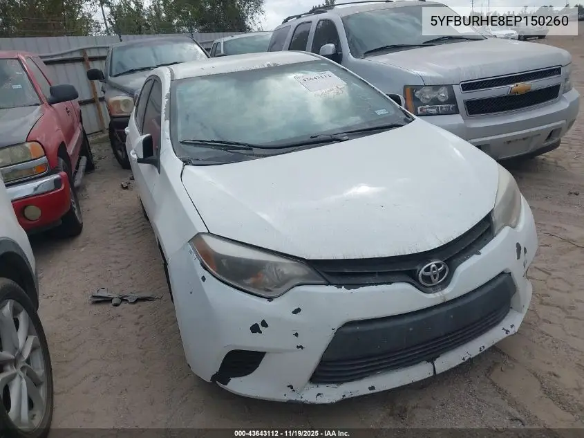 5YFBURHE8EP150260 2014 Toyota Corolla L