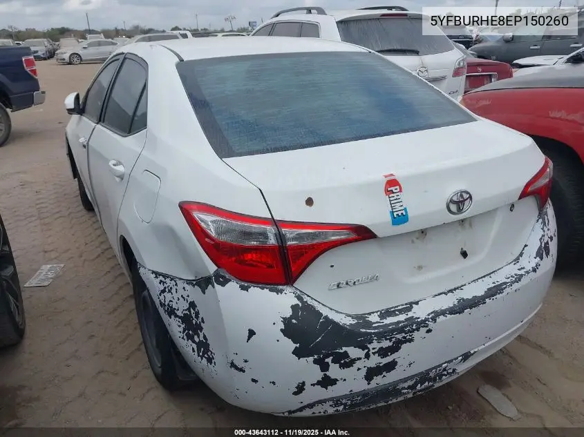 5YFBURHE8EP150260 2014 Toyota Corolla L