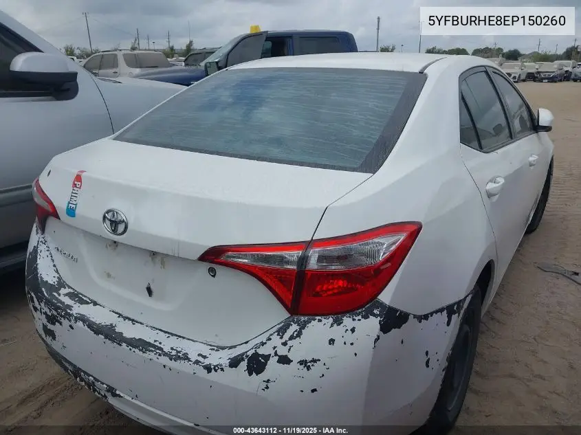 5YFBURHE8EP150260 2014 Toyota Corolla L