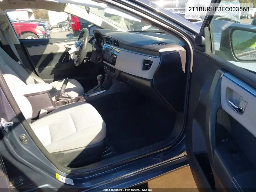 2T1BURHE3EC003568 2014 Toyota Corolla Le