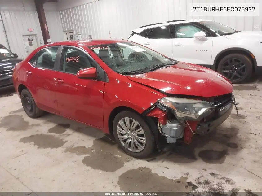 2T1BURHE6EC075932 2014 Toyota Corolla Le