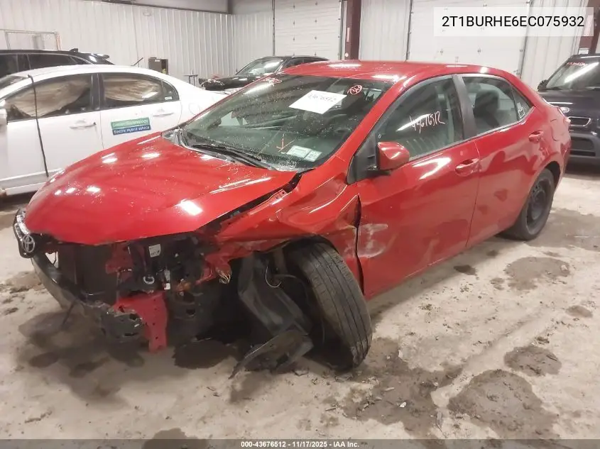 2T1BURHE6EC075932 2014 Toyota Corolla Le