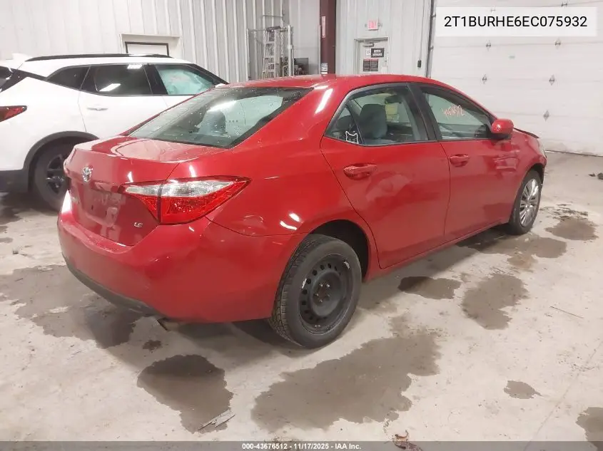 2T1BURHE6EC075932 2014 Toyota Corolla Le