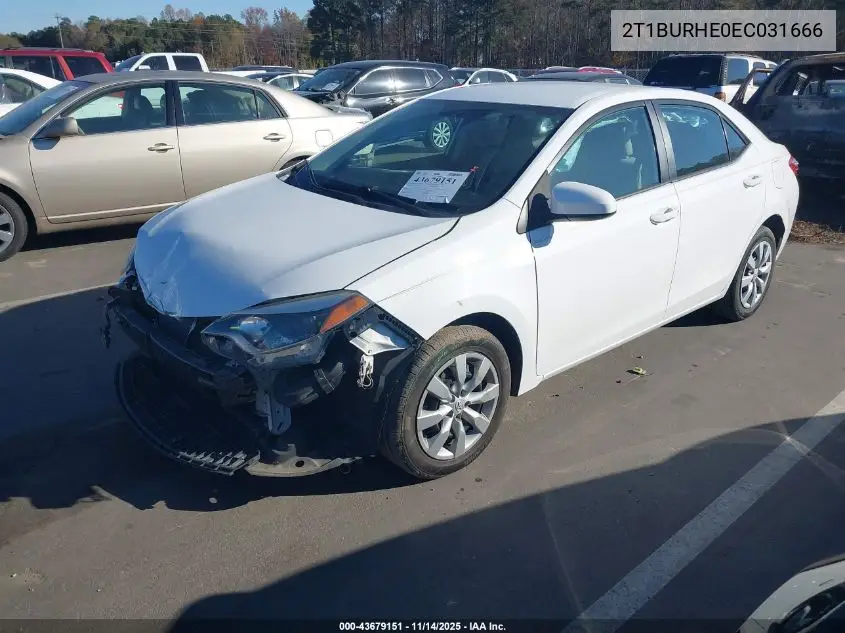 2T1BURHE0EC031666 2014 Toyota Corolla Le