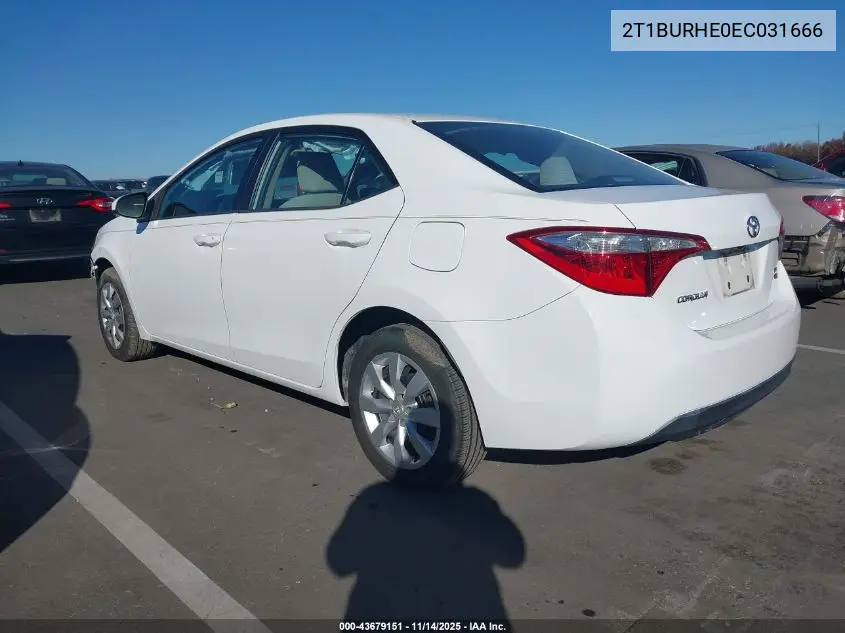 2T1BURHE0EC031666 2014 Toyota Corolla Le