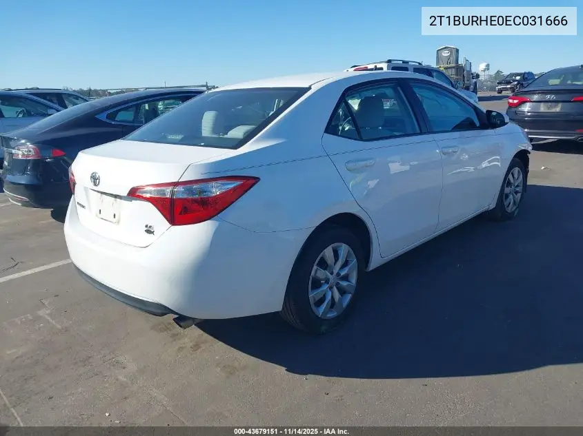 2T1BURHE0EC031666 2014 Toyota Corolla Le