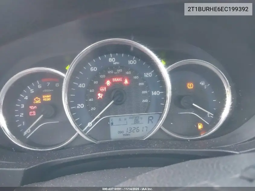 2T1BURHE6EC199392 2014 Toyota Corolla L