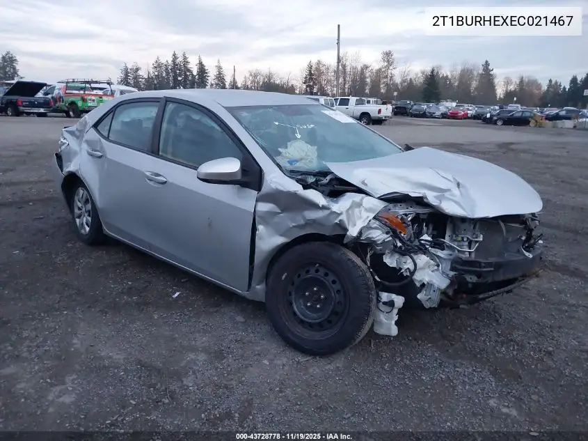 2T1BURHEXEC021467 2014 Toyota Corolla Le