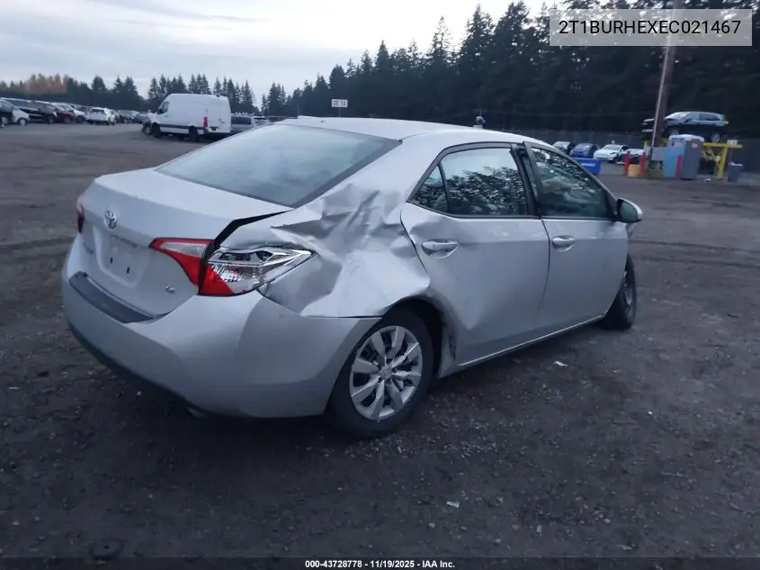 2T1BURHEXEC021467 2014 Toyota Corolla Le