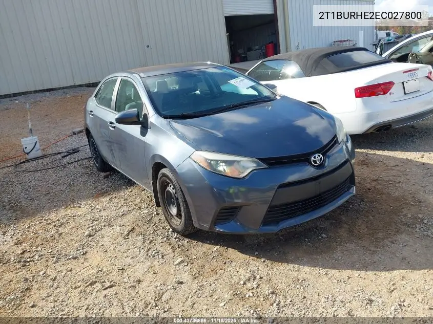 2T1BURHE2EC027800 2014 Toyota Corolla L