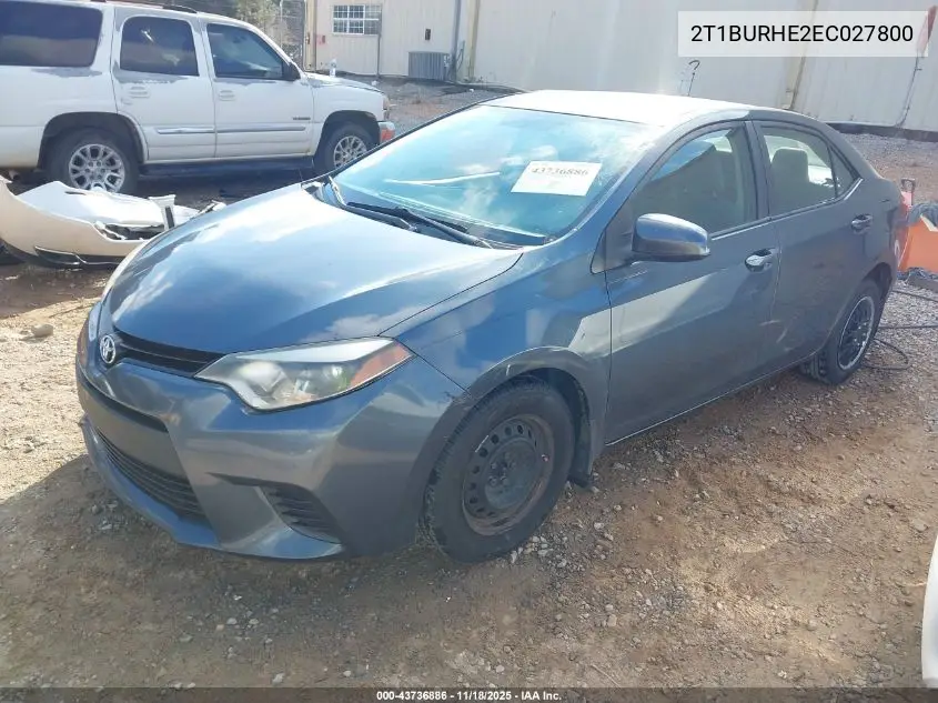 2T1BURHE2EC027800 2014 Toyota Corolla L