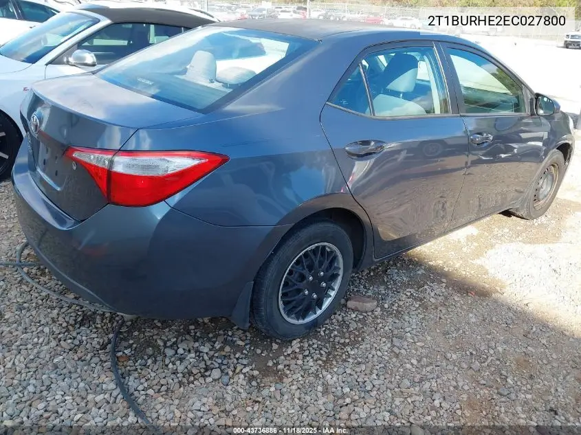 2T1BURHE2EC027800 2014 Toyota Corolla L